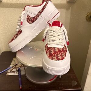 White and Red Patterned Sneakers